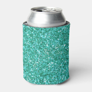 Teal sparkling glitter pattern can cooler