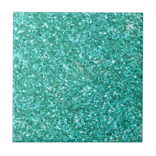 Teal sparkling glitter pattern    ceramic tile