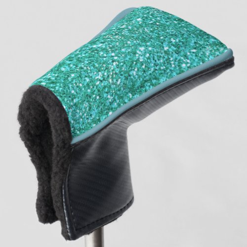 Teal sparkling glitter pattern         golf head cover