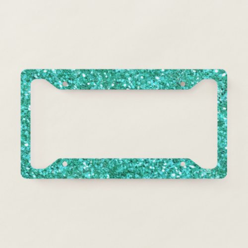 Teal sparkling glitter pattern  license plate frame