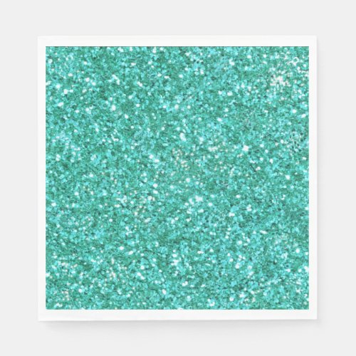 Teal sparkling glitter pattern  napkins