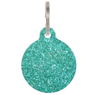 Teal sparkling glitter pattern pet ID tag