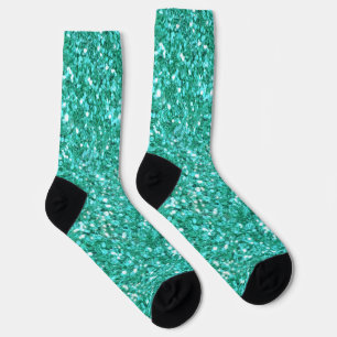 Teal sparkling glitter pattern    socks