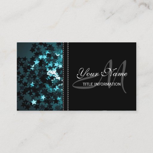 Customizable Teal Sparkly Stars Business Card Templates