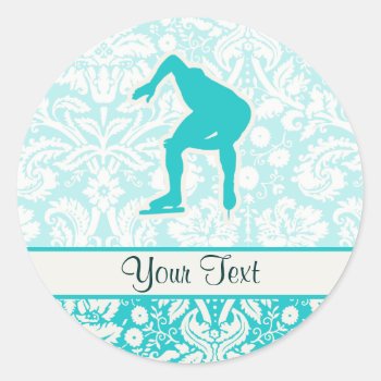 Teal Speed Skater Classic Round Sticker by SportsWare at Zazzle