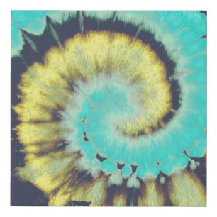 Teal Spiral: Grunge Hippie Texture. Faux Canvas Print