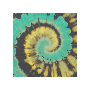 Teal Spiral: Grunge Hippie Texture. Wood Wall Art
