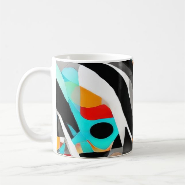 Teal Splash Abstract Waves Coffee Mug (Left)
