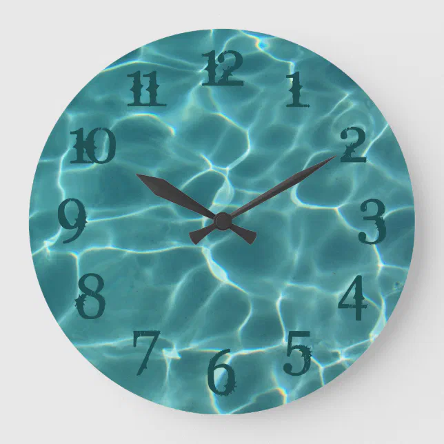 Teal Splash Numbers Swimming Pool Wall Clock | Zazzle