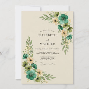 Teal Splendid Botanical Wedding Invitation