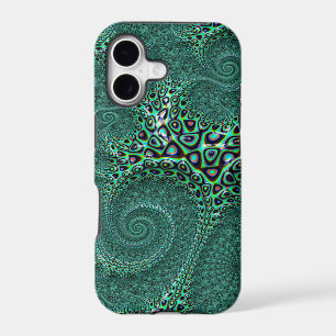 Teal Spotted Octopus  Fine Fractal Art iPhone 17 Case
