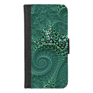 Teal Spotted Octopus  Fine Fractal Art iPhone 8/7 Wallet Case