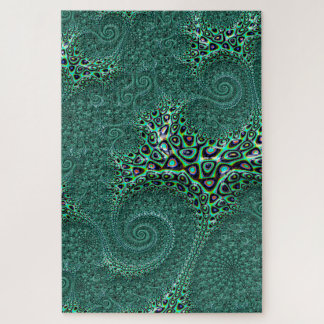 Teal Spotted Octopus Fractal Abstract Impossible Jigsaw Puzzle