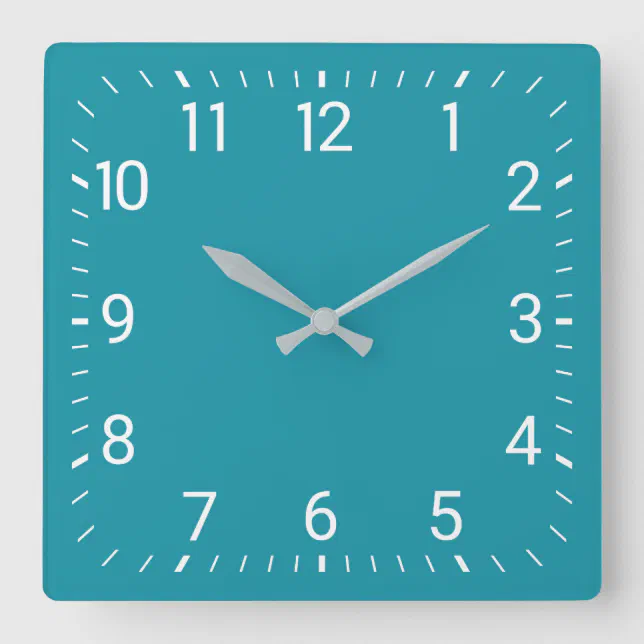 Teal Square Wall Clock | Zazzle