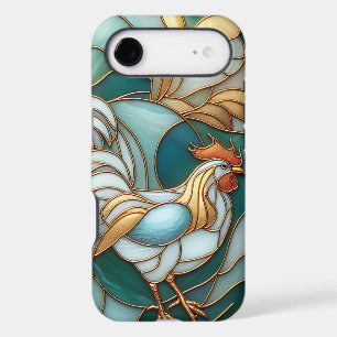Teal Stained Glass Roosters Elegant Farmhouse iPhone 17 Air Case