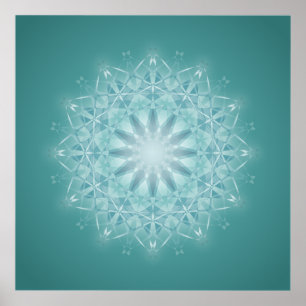 Teal Star Mandala Poster