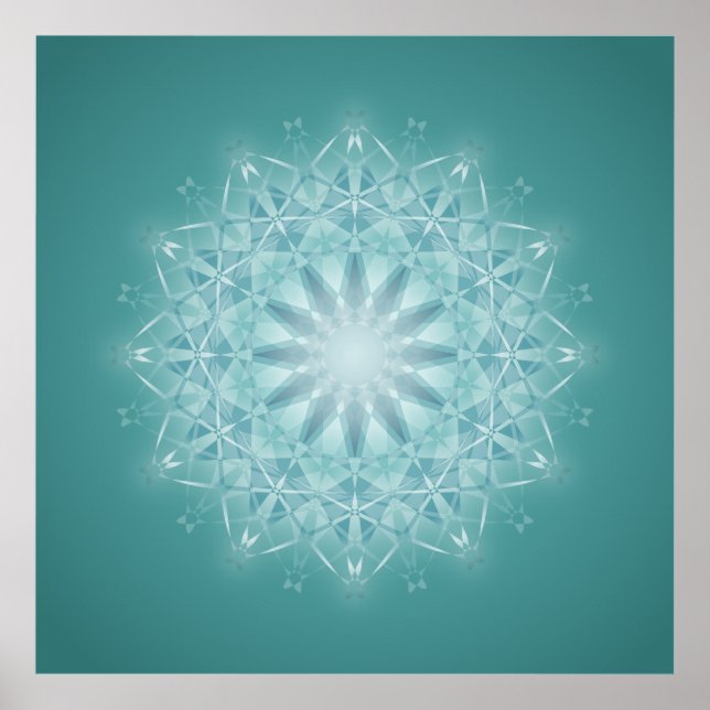 Teal Star Mandala Poster (Front)