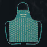 Teal STAR OF DAVID Personalized Apron<br><div class="desc">Stylish, modern teal personalized all-over print apron with Star of David pattern that would make an ideal gift for Mother's Day, Birthdays, and for the Jewish festivals throughout the year, such as Rosh Hashanah, Purim, Hanukkah, Passover, etc. The design shows a TEAL GREEN background colour with placeholder name, which is...</div>