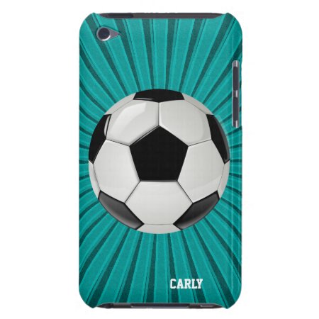 Teal Starburst Soccer Ball Custom Ipod Touch Case