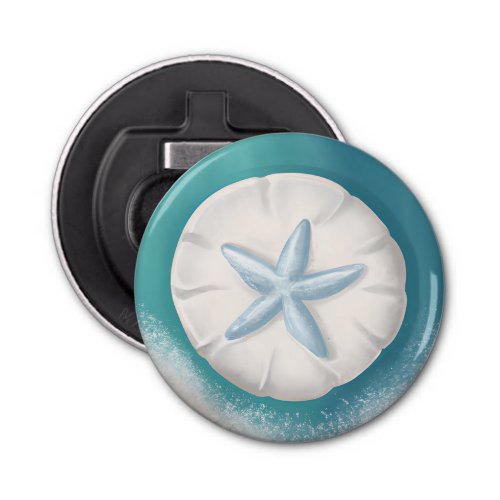 Teal Starfish and Sand Dollar Beachy  Bottle Opener
