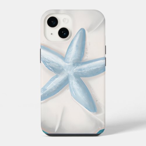 Teal Starfish and Sand Dollar Beachy  iPhone 14 Case