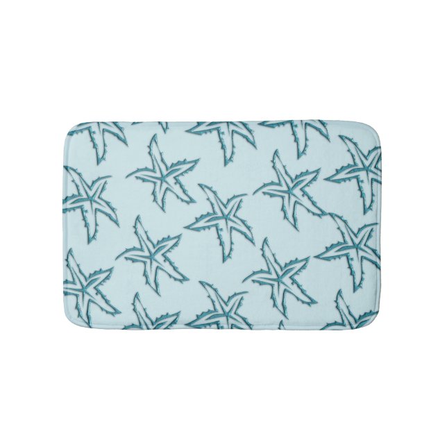 Teal Starfish Bathroom Mat (Front)