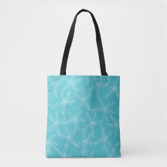 Teal Starfish Beach Tote