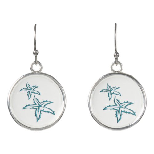 Teal Starfish Earrings