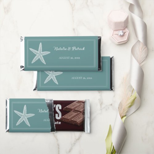 Teal Starfish Hershey Bar Favors