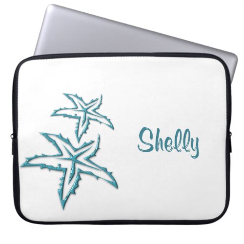Teal Starfish Personal Laptop Sleeve