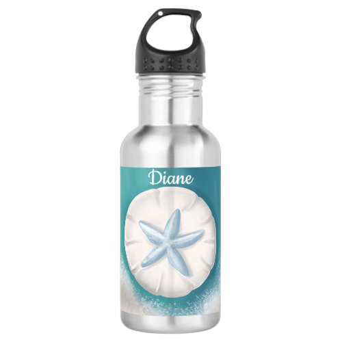 Teal Starfish Personalized Beachy  Stainless Steel Water Bottle