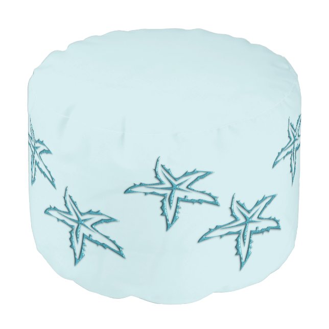 Teal Starfish Pouf (Angled Front)