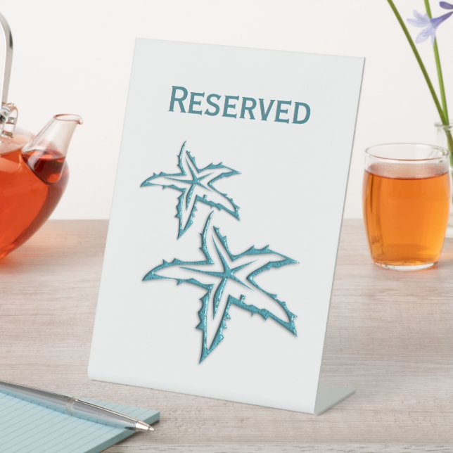 Teal Starfish Reserved Pedestal Sign (In SItu)