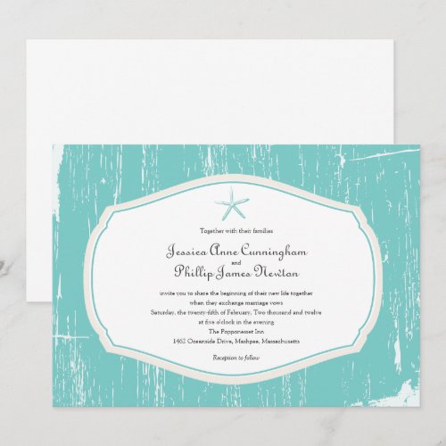 Starfish Rustic Beach Wedding Invitations