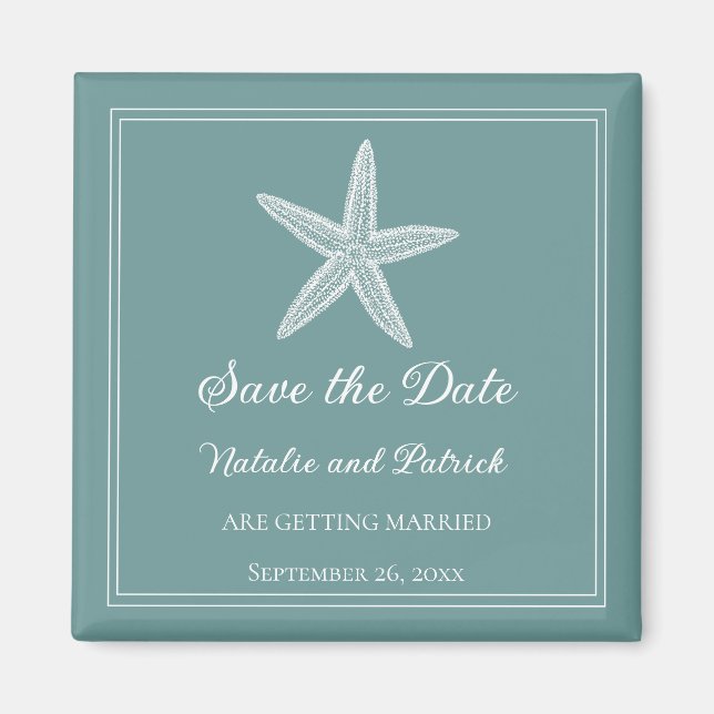 Teal Starfish Save the Date Magnet (Front)