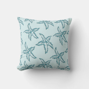 Teal Starfish Throw Pillow