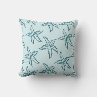 Teal Starfish Throw Pillow