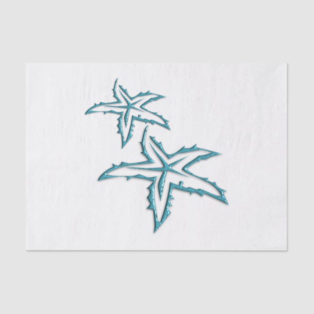 Teal Starfish Tissue Paper (Front)