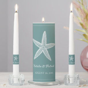 Teal Starfish Unity Candle Set