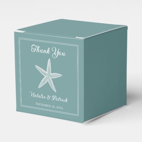 Teal Starfish Wedding Favor Boxes