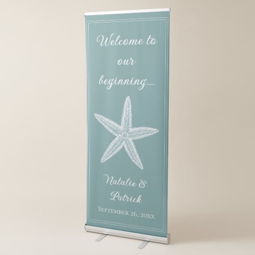 Teal Starfish Wedding Retractable Banner