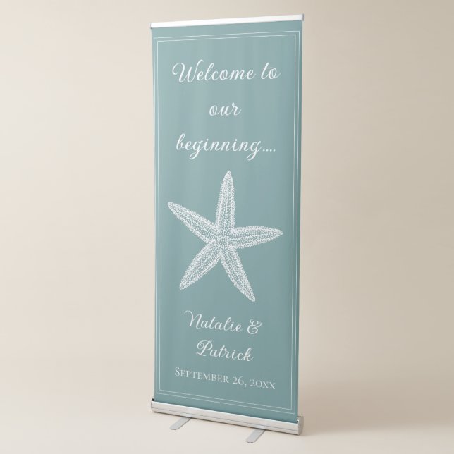 Teal Starfish Wedding Retractable Banner (3/4)