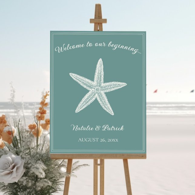 Teal Starfish Wedding Welcome Sign (Teal Starfish Wedding Welcome Sign)