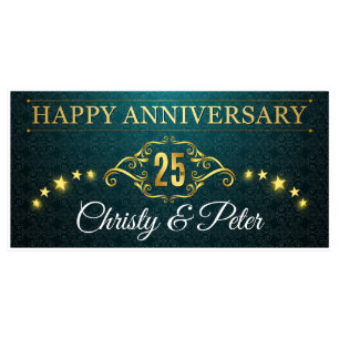 Teal Stars Anniversary Banner Party Decor Any Age