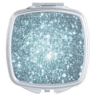 Teal Stars Compact Mirror