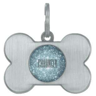 Teal Stars Pet Name Tag