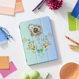 Teal Steampunk Graphic Art, Mechanical Serenity iPad Pro Cover