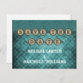 Teal Steampunk Keys Save the Date Postcard (Front/Back)