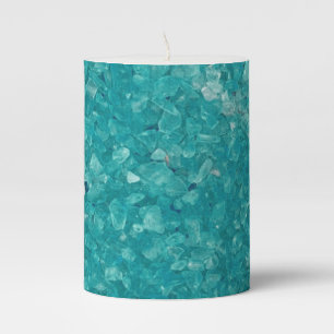 Teal Stone Texture Pillar Candle