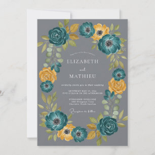 Teal Striking Bohemian Wedding Invitation